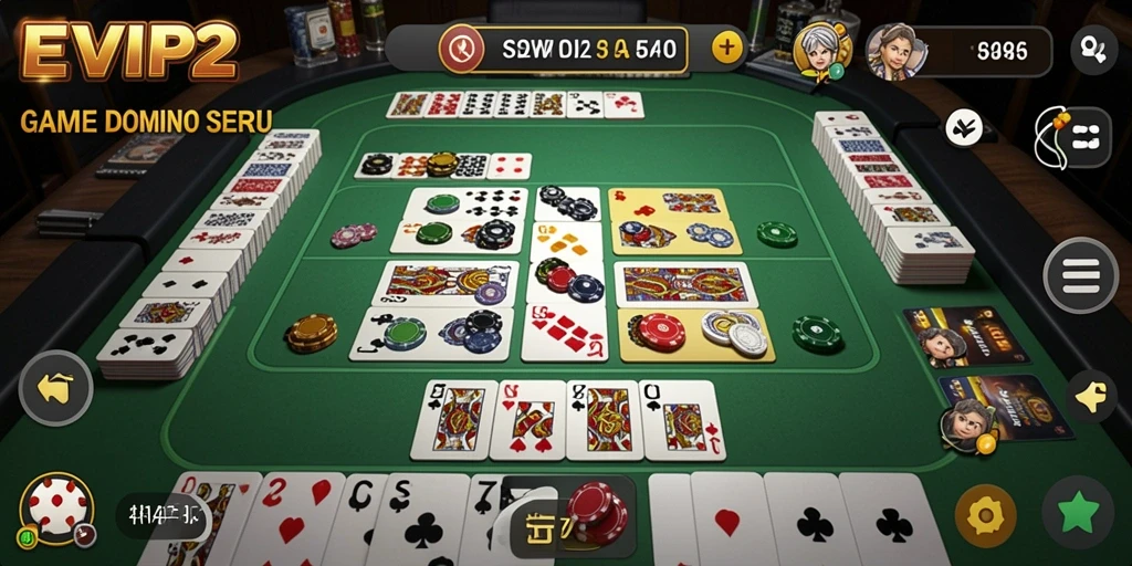 Tampilan gameplay seru dari EVIP2 permainan Domino.