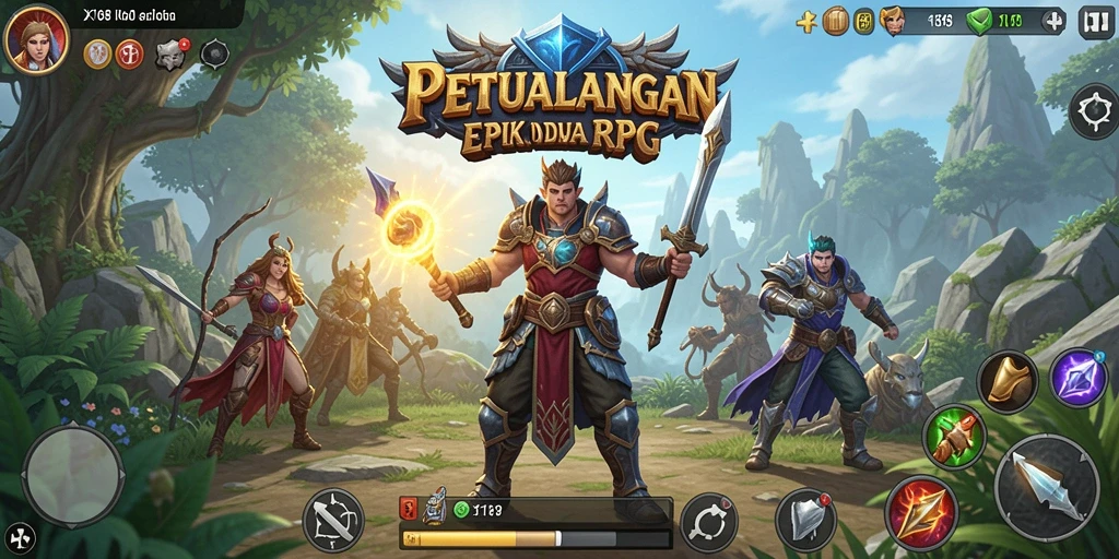 Screenshot gameplay X168 menunjukkan aksi seru dalam pertempuran RPG yang mendebarkan.